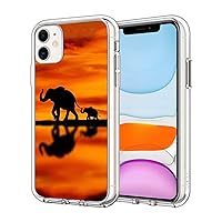 Compatible with iPhone 12 Case iPhone 12 Pro Case, Aesthetic Sunset Elephant Protective Slim Soft TPU Shockproof Clear Phone Case