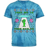 Old Glory Alien Take Me to Your Dealer Ugly Christmas Sweater Mens T Shirt Pinwheel Blue Tie Dye MD