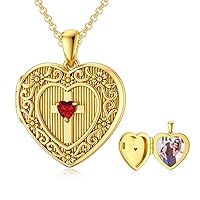 Personalized Gold Birthstone Cross Locket Necklace That Holds 1 Picture Photo Heart Birthstone Locket Gift for Women Men