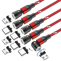 Fast Charging Magnetic Charging Cable(5Pack-1.6ft/3.3ft/6.6ft/6.6ft/6.6ft), Magnetic Charger Cable USB C Magnetic Fast Charger 3A Fast Charging Data Transfer Magnetic Cable for Micro USB Type C