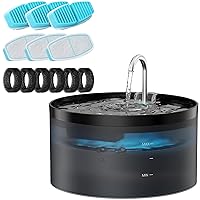 Cat Water Fountain and 6 Carbon Filters + 6 Sponges, Multiple Filtration, Meets 8 Days of Drinking Water and 3-6 Months of Replacement Needs, Worry-Free Travel
