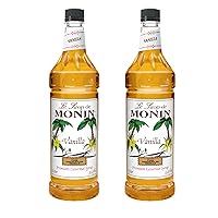 Monin - Vanilla Syrup, Versatile Flavor, Great for Coffee, Shakes, and Cocktails, Gluten-Free, Non-GMO (1 Liter, 2-Pack)