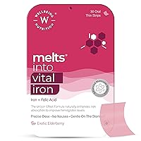 Melts Nano Iron | Plant Based Iron, Beetroot, Swiss Chard, Pumpkin Seeds, Vitamin C and Folate for Improved Hemoglobin, Oxygen Binding Capacity & Blood Building (30 Oral Strips)
