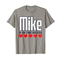 Mike Is In The House Retro Hearts First Name Love Mike T-Shirt