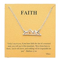 Dainty 14k Gold Plated Stainless Steel Faith Necklace for Women Tiny Move Mountains Charm Choker Christian Jewelry Gift
