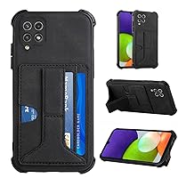 IVY Card Holder Case for Samsung Galaxy A22 4G Wallet Case with Kickstand Function - Black
