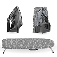 XABITAT Iron and Ironing Board Set | Foldable Table Top Ironing Board W/Steam Iron | Portable Space Saving Combo for Mini Laundry Room | 1500W Steam Iron | Anti Drip | Thermal Protection Technology