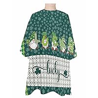 Lucky Gnomes Barber Cape - Salon Hair Cutting Cape for Women,Men,Kids,Adults,St. Patrick's Day Shamrock Checkered Plaid Haircut Cape with Elastic Neckline Hairdressing Stylist Cape Gown Accessories