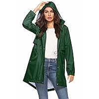 Avoogue Womens Raincoats Waterproof Cinch Waist Breathable All Weather Jacket Long