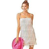 Women's Glitter Sequin Dress Adjustable Spaghetti Strap V Neck Fashion Sparkle Layered Evening Party Dress