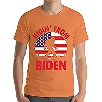 Anti Biden T-Shirt Funny Bigfoot USA Flag Hidin’ from Biden Retro T-Shirt Men Women