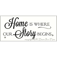 Wall Decor Plus More WDPM3392 Home is Where Our Story Begins Quote for Home Decor Vinyl Sticker Wall Decal, 23 x 10