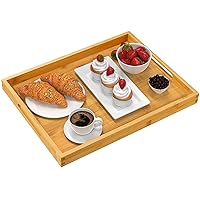 Pipishell Serving Tray with Handles, Bamboo Breakfast Tray Wooden Trays for Eating, Working, Storing, Used in Bedroom, Kitchen, Living Room, Bathroom, Hospital and Outdoors-16.14x12.2x1.38inches