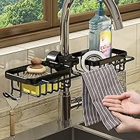 1pc Sink Caddy With Drain Spout, Kitchen Sink Organizer Sponge Holder,  Stainless Steel, Sink Brush Holder With Removable Drain Tray For Sponge,  Dish B