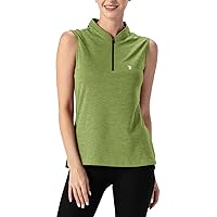 TBMPOY Women's UPF 50+ Golf Polo Shirts Sleeveless Zip Up Athletic Tank Tops Quick Dry