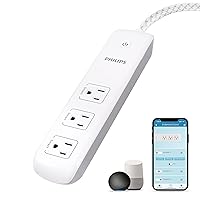 3 Outlet Smart Wi-Fi Extension Cord, 4 Ft Braided Cord, Individual Control, Compatible with Alexa, Google Home, Bluetooth Set Up, No Hub Required, ETL Listed, White, SPC9034WB/37