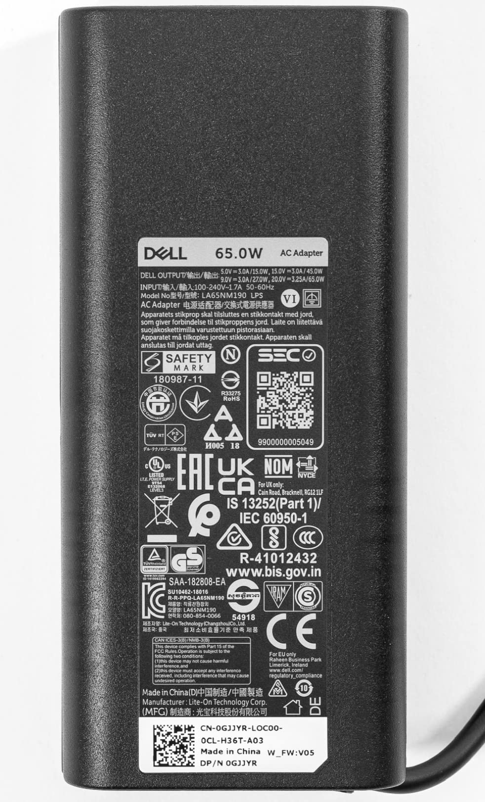 Dell Laptop Charger 65W Watt USB Type C AC Power Adapter LA65NM190/HA65NM190/DA65NM190 Include Power Cord for Dell XPS 12 9250, XPS 13 9350 Compatible with XPS Series and Latitude 5000 Series