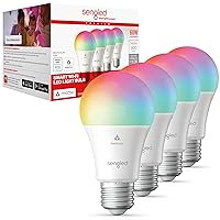 Sengled Smart Bulb, Matter-Enabled, Led Light Bulbs That Compatible with Alexa, Multicolor, A19 60W Equivalent, 800LM, 2.4 GHz Wi-Fi, 4-Pack