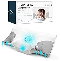 CPAP Pillow with CPAP Hose Holder Kit, Memory Foam Sleep Apnea Pillow for Side Sleepers for All CPAP Masks Users to Reduce Air Leaks & Masks Pressure