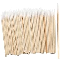 300 Pieces Wooden Handle Cotton Swab, Tattoo Permanent Supplies Tipped Applicator Cotton Swabs Makeup Cosmetic Assistant Sticks for Eyebrow Tattoo Makeup