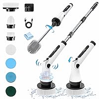 Electric Spin Scrubber, 2024 New Cordless Cleaning Brush with 8 Replaceable Brush Heads, 2 Adjustable Speeds and 3 Extension Handle, Power Shower Scrubber for Bathroom, Floor, Tile, Tub