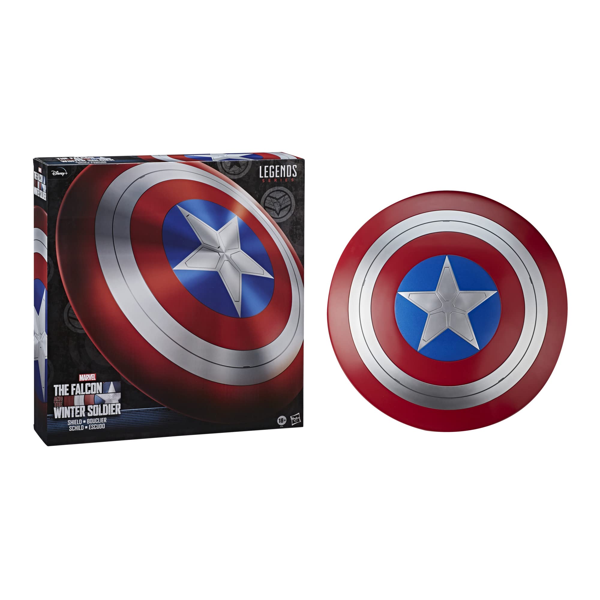 Hasbro Marvel Legends Series Avengers Falcon And Winter Soldier Captain America Premium Role Play Shield -Adult Fan -Costume/Collectible , Red
