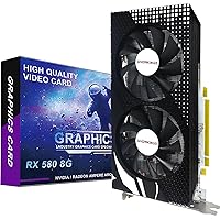 Radeon RX 580 8GB Graphics Card, 256Bit 2048SP GDDR5 AMD Video Card for Pc Gaming, DP HDMI DVI-Output, PCI Express 3.0 with Dual Fan for Office and Gaming