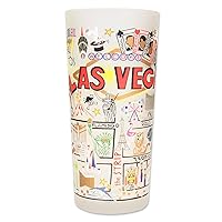 Catstudio Drinking Glass, Las Vegas Frosted Glass Cup for Kitchen, Bar Glass Drinking Glasses, Everyday Drinking Cup or Cocktail Glass, 15oz Dishwasher Safe Glass Tumbler, Wedding Gifts