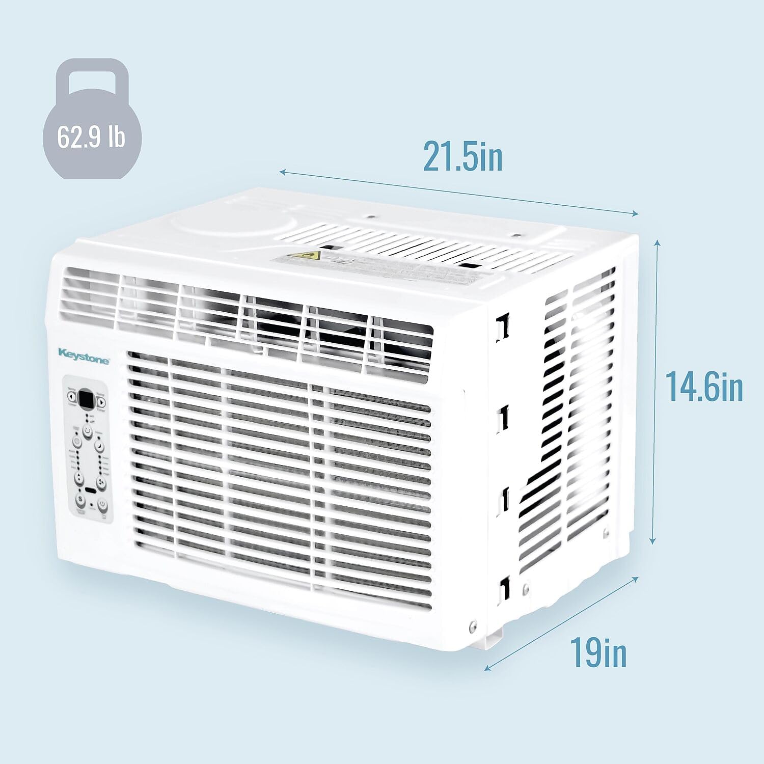 Keystone LCD, KSTAW10CE 10,000 BTU Window Mounted Air Conditioner Star Rating, Follow Me Remote Control, Energy Saver, Sleep Mode, Timer, and Auto-Restart, 10000, White