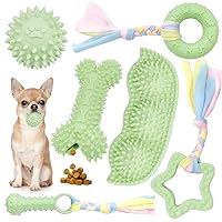 6 Pack Puppy Toys to Keep Them Busy, Small Dog Toys for Small Breed, Cute Green Puppy Teething Toys, Rubber Puppy Chew Toys for Teething, Puppy Essentials, Best Pet Birthday Dog Teething Toys