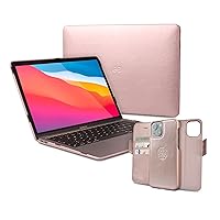 Dreem Bundle: Fibonacci Wallet-Case for iPhone 13 with Euclid MacBook Air Case 13-Inch Hard Cover - Rose