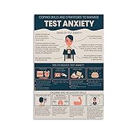Wall Art Poster Test Anxiety Coping Skills Strategies To Manage Reduce Test Anxiety Tips Kids Teens Middle School High School Testing Anxiety Kids Bedroom Room Classroom Canvas Decor Black Unframed-24
