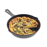 Zakarian by Dash 9.5 Inch Small Nonstick Cast Iron Skillet, Titanium Ceramic Coated Frying Pan, Grey