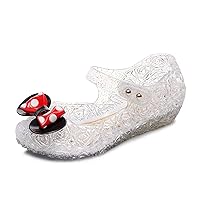 Jelly Shoes for Girls, Snow Queen Princess Birthday Sandals for Little Girls, Blue Toddler Glitter Sandals Size 9, Frozen Inspired Party Cosplay Costumes Dress Flats