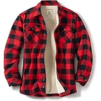 CQR Men's Plaid Flannel Shirt Jacket, Long Sleeve Soft Warm Sherpa/Quilted Lined Jacket, Outdoor Button Up/Zip-Front Jacket