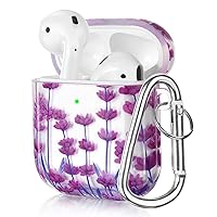 Compatible with AirPods Case, Cute Printed Design Airpods Protective Hard Case Cover Portable & Shockproof Women Men with Keychain for Airpods 2/1 Charging Case