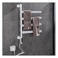 Exquisite Bathroom Shelves Electric Towel Warmer Intelligent 4 Bars Thermostatic Stainless Steel, Wall Mounted Drying Rack Plug-in Electric Heated Towel Rack for Bathroom, Hot Towel Rails