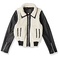 [BLANKNYC] girls Luxury Clothing Vegan Leather-faux Sherpa Aviator Jacket, Comfortable & Stylish CoatJacket