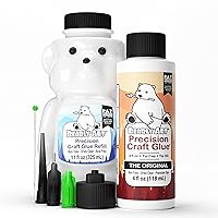 Bearly Art Precision Craft Glue -The Bundle - 4fl oz and 11fl oz Refill Bear - Tip Kit Included - Wrinkle Resistant - Flexible and Crack Resistant - Strong Hold Adhesive - Made in USA