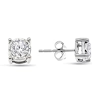 Natalia Drake 1/10-1/2 Cttw Round Brilliant Cut Diamond Stud Earrings for Women in 925 Sterling Silver Miracle Plate Color H-I/Clarity I1-I2