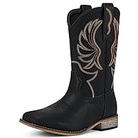 Rollda Kids Cowboy Boots for Boys Girls Western Square Toe Cowgirl Boots with Walking Heel (Toddler/Little Kid/Big Kid)