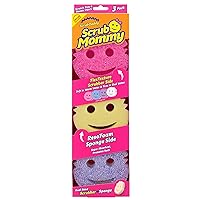 Scrub Daddy Scrub Mommy - Dish Scrubber + Non-Scratch Cleaning Sponges Kitchen, Bathroom + Multi-Surface Safe - Dual-Sided Dish Sponges for Scrubbing + Wiping Spills (3 Count) - Online Exclusive