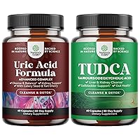 Bundle of Herbal Uric Acid Cleanse and Detox and Advanced TUDCA Liver Support Supplement - Essential Daily Kidney Cleanse and Uric Acid Support - for Gallbladder Liver and Kidney Support