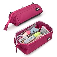 ZIPIT Lenny Pencil Case for Girls | Large Capacity Pencil Pouch | Pencil Bag for School, College and Office (Pink)