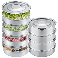 Stainless Steel Seed Sprouting Kit, 4-tier Microgreens Growing Tray 6in Dia, Stackable Round Seed Sprouter Maker with Encrypted Mesh, Sprouts Grower for Beans Broccoli Alfalfa Seeds Wheat Grass
