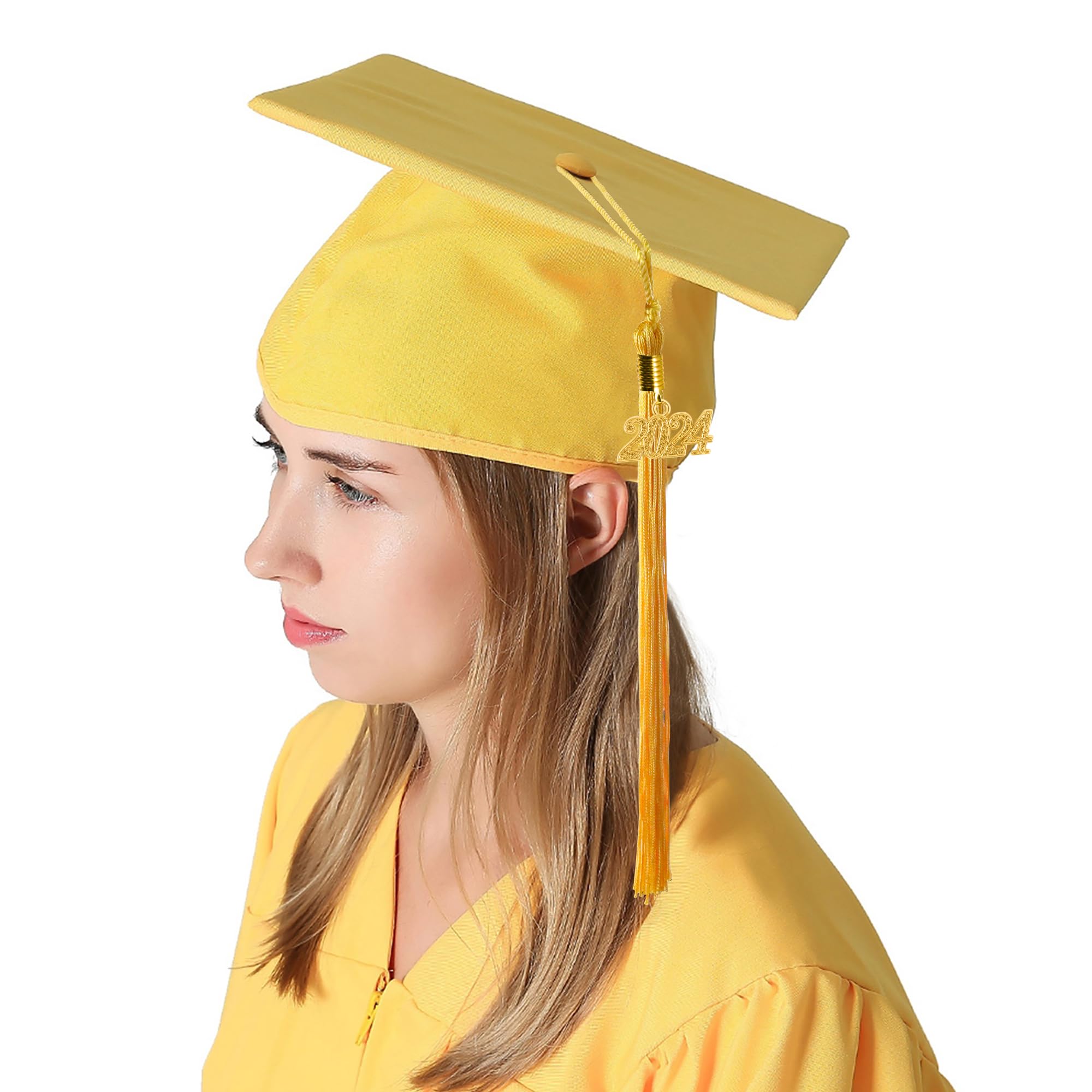 GraduationMall Matte Graduation Cap with 2024 Tassel for High School & Bachelor