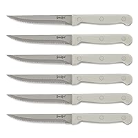 Goodful Premium Cutlery Steak Knife Set, High Carbon Stainless Steel, Full Tang, Triple Riveted Handles, 6-Piece, Cream