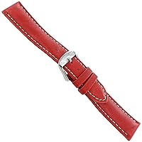 20mm Milano Golf Red Genuine Leather Padded Stitched Men's Watch Band 3821