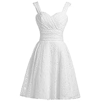 Women's Simple Lace Bridesmaid Dress Short Prom Dress With Straps B99N