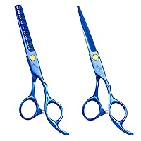 Colorful handle Hair stylist scissors professional set Thinning Scissors Hair Cutting Scissors for Stylist, Hairdresser, Men, Women, Kids at Salon (Blue)